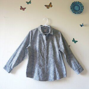 Chico's Animal Print Button Down Non Iron Coolmax All Season Blouse Sz.2 (12/14)